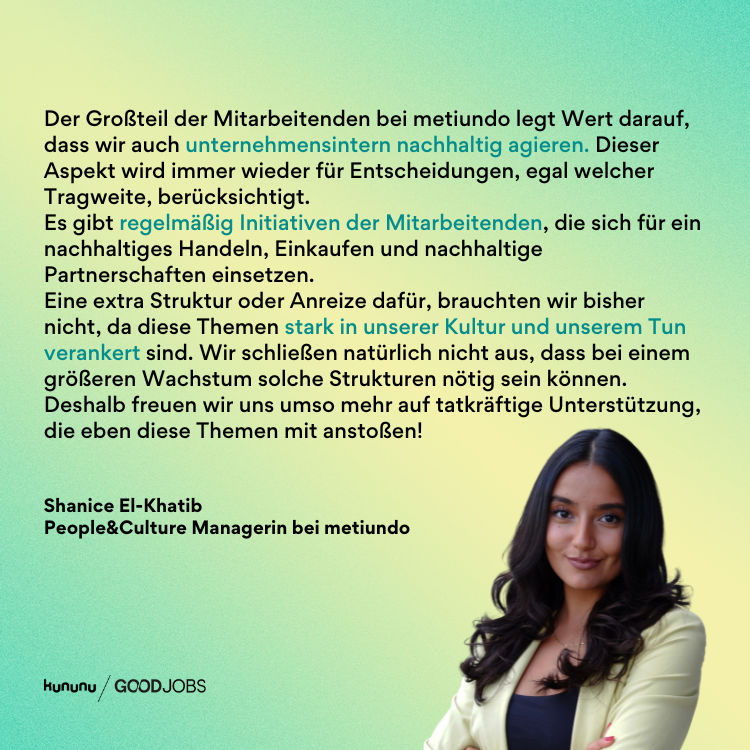 Zitat von Shanice El Khahin von mediundo zum Engagement von Mitarbeitenden in Sachen Nachhaltigkeit