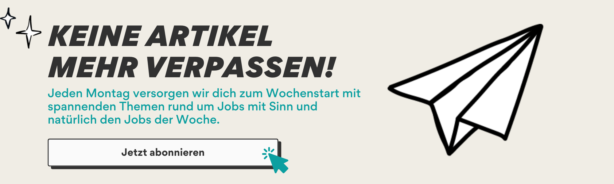 Banner weist auf den GoodJobs Newsletter mit Jobs der Woche und nachhaltigen Arbeitsnews hin.